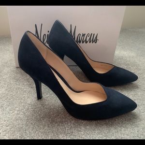 Neiman Marcus Navy Suede Pumps